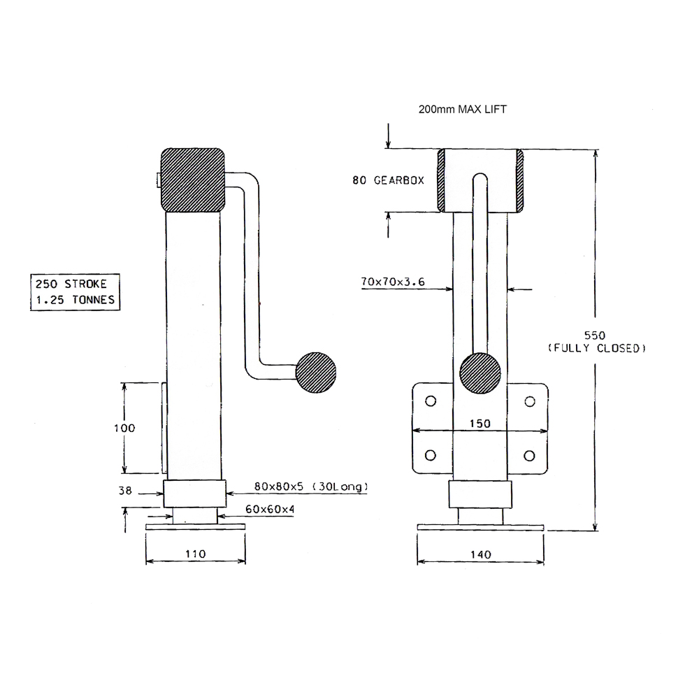 JCHS Series Heavy Duty Jacking Castor with Wind Up Handle Reids Castors